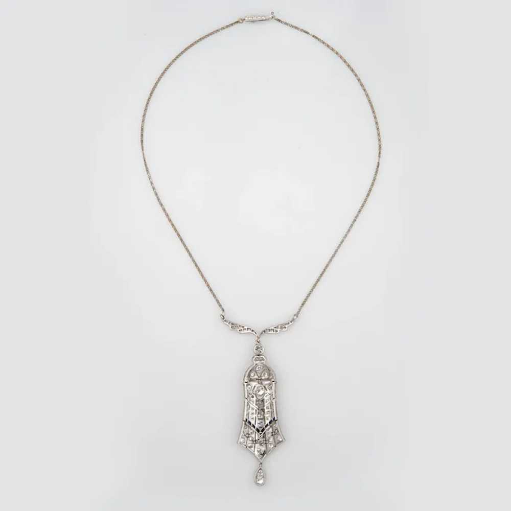 Vintage 4ct Diamond Art Deco Necklace Platinum 15… - image 3
