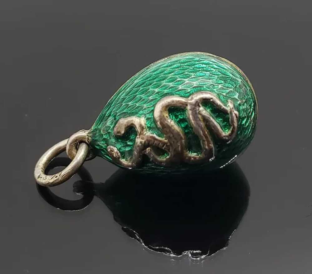 Antique Imperial Russian 84 Silver Green Guilloch… - image 3