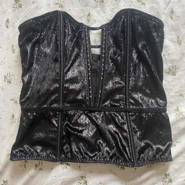 Victorias secret black sparkly corset bustier top - image 1
