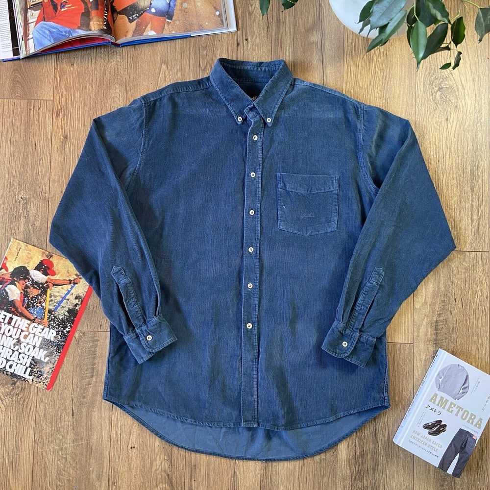 Vintage Schott NYC Corduroy Shirt 90s Size XXL Bl… - image 1