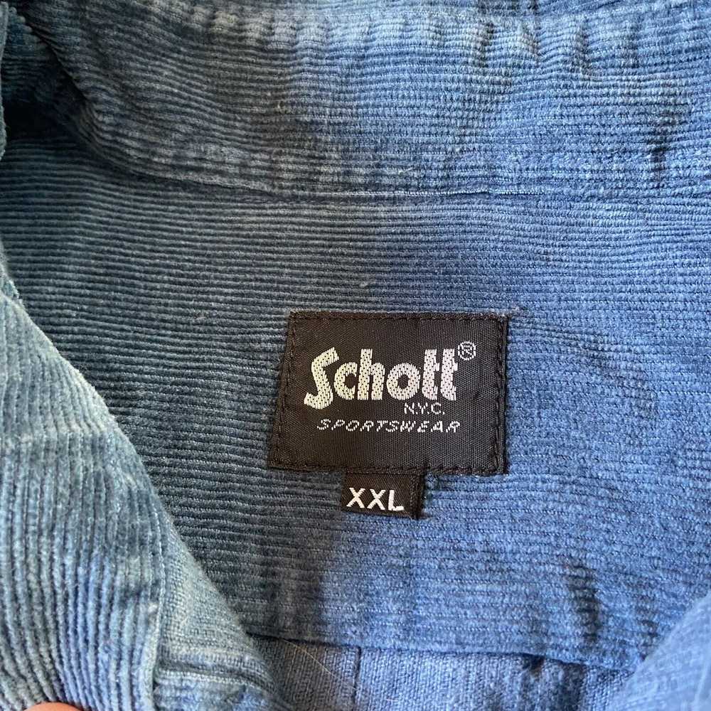 Vintage Schott NYC Corduroy Shirt 90s Size XXL Bl… - image 4