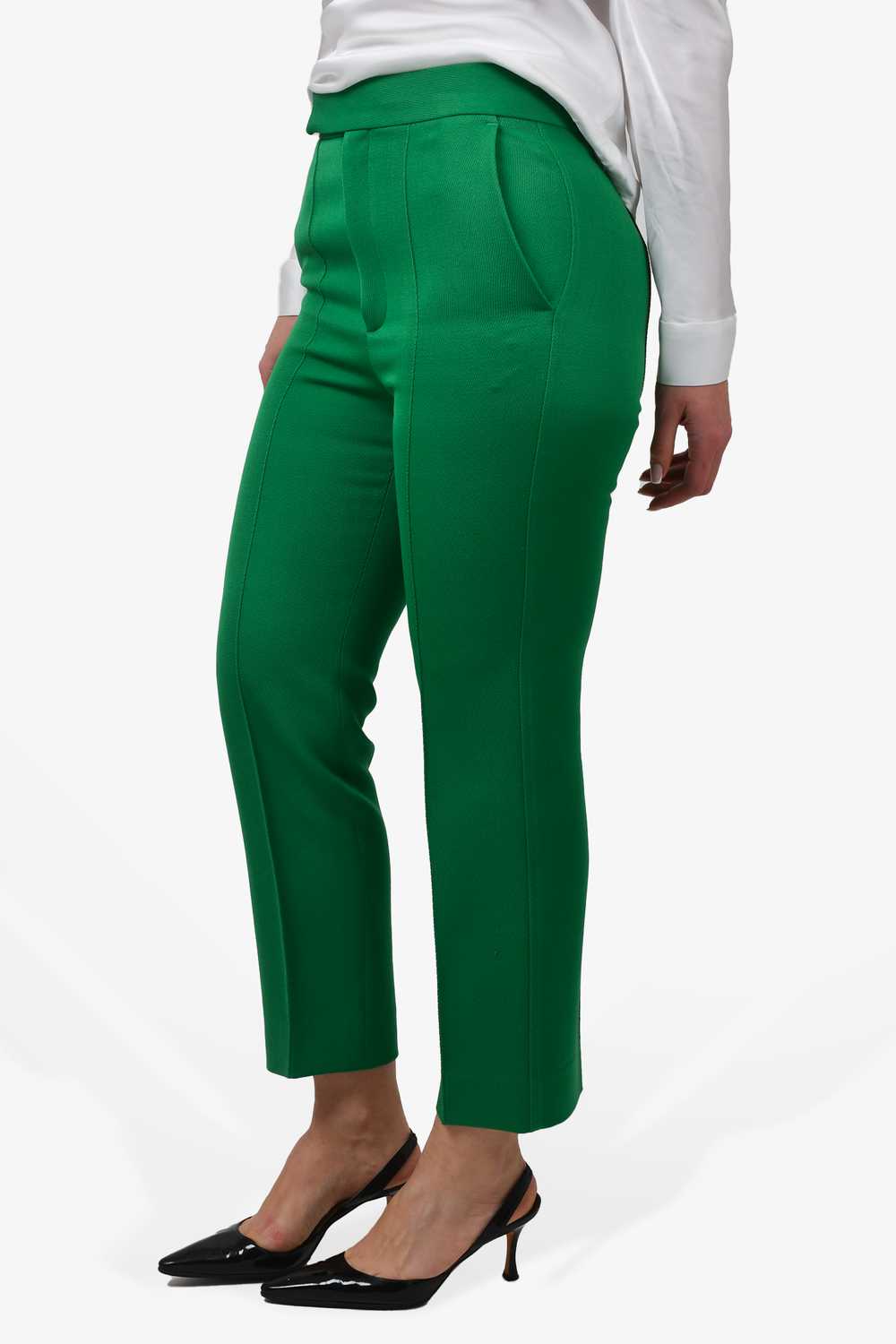 Celine Green Wool Straight Leg Trousers Size 34 - image 2