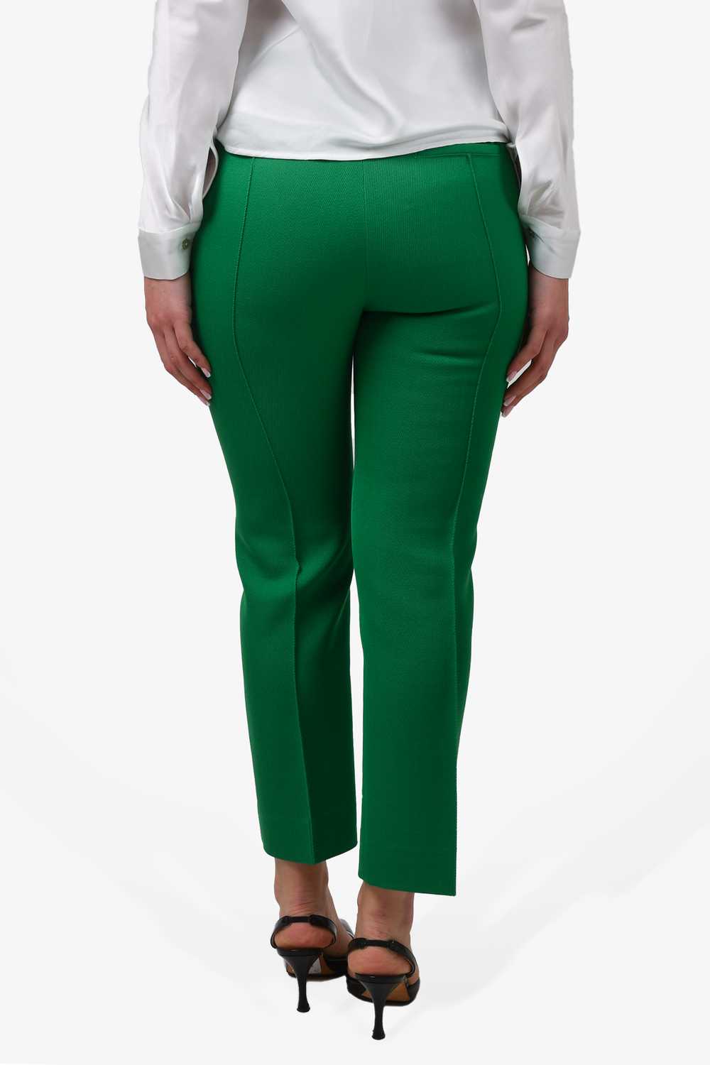 Celine Green Wool Straight Leg Trousers Size 34 - image 3