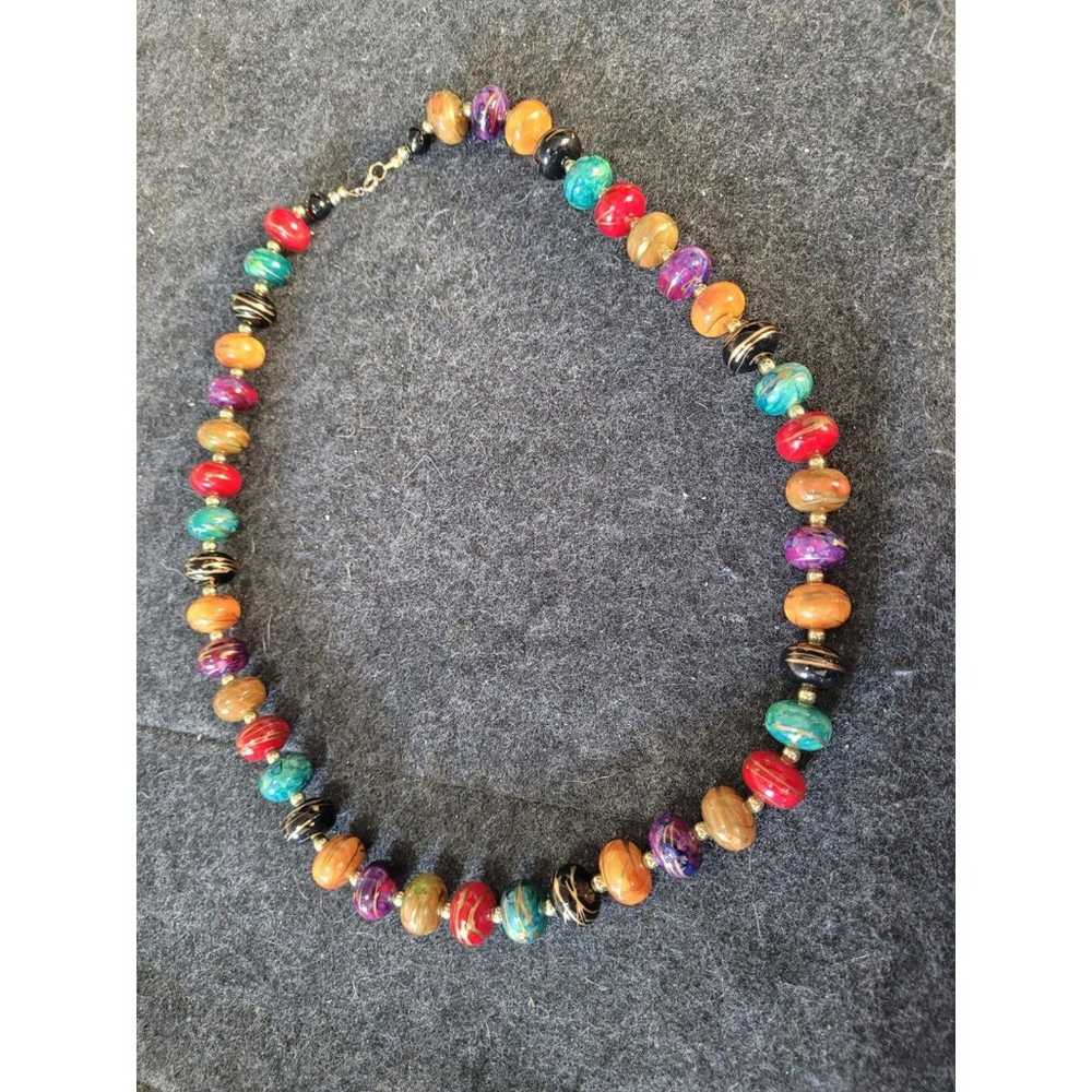 Gorgeous vintage big beaded colorful necklace - image 2