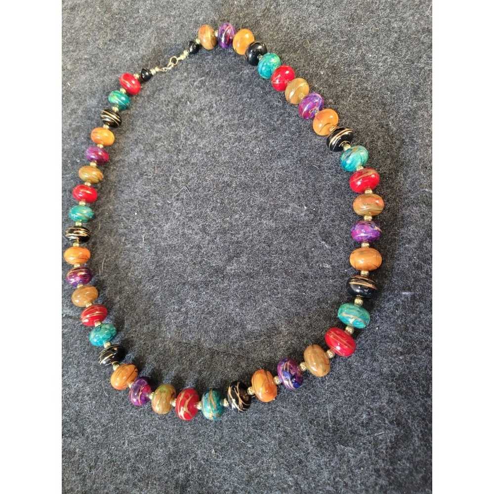 Gorgeous vintage big beaded colorful necklace - image 3