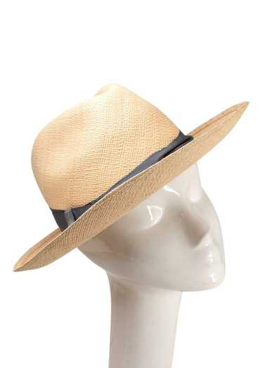 Borsalino Borsalino Beige Panama Straw Hat with Gr