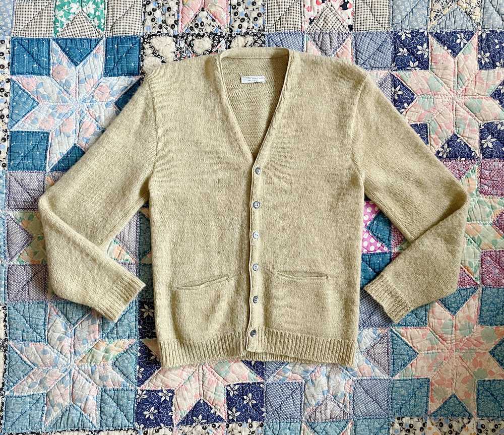 1960s Beige Wool and Mohair Knit Cardigan - image 1