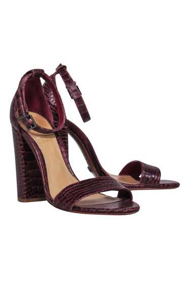 Schutz - Burgundy Crocodile Embossed Block Heel Sa