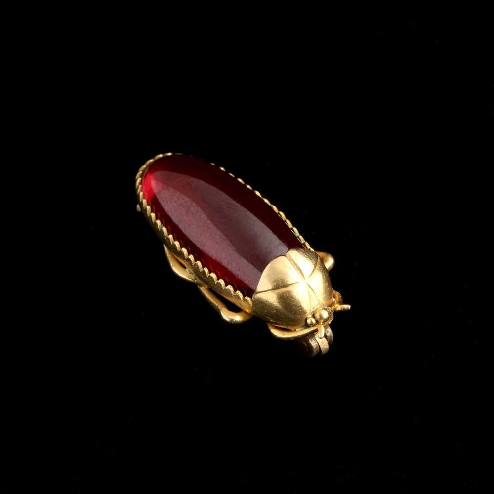 Victorian Garnet Beetle Brooch - image 2
