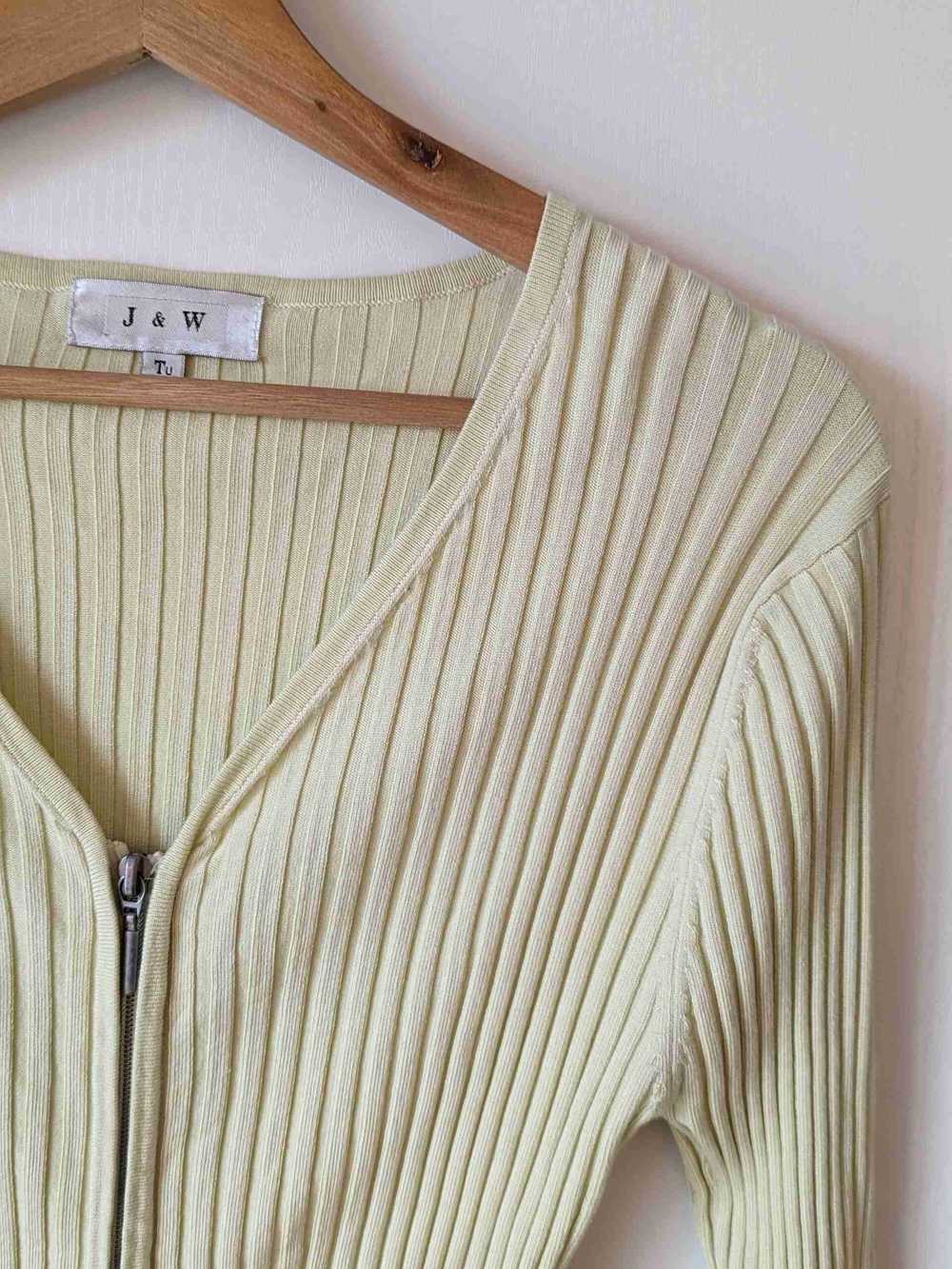 Silk top - Silk vest, pastel yellow stretch ribbe… - image 5