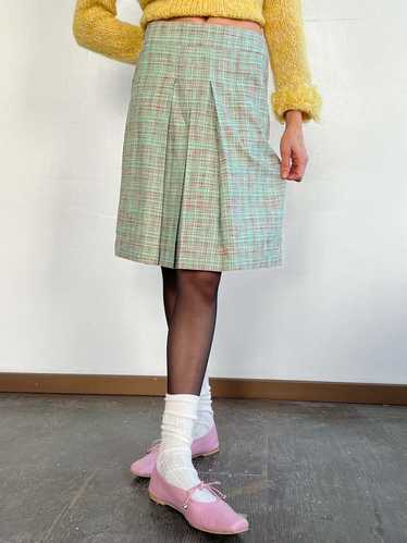 Vintage Cacharel Mint Plaid Skirt - Pale Green