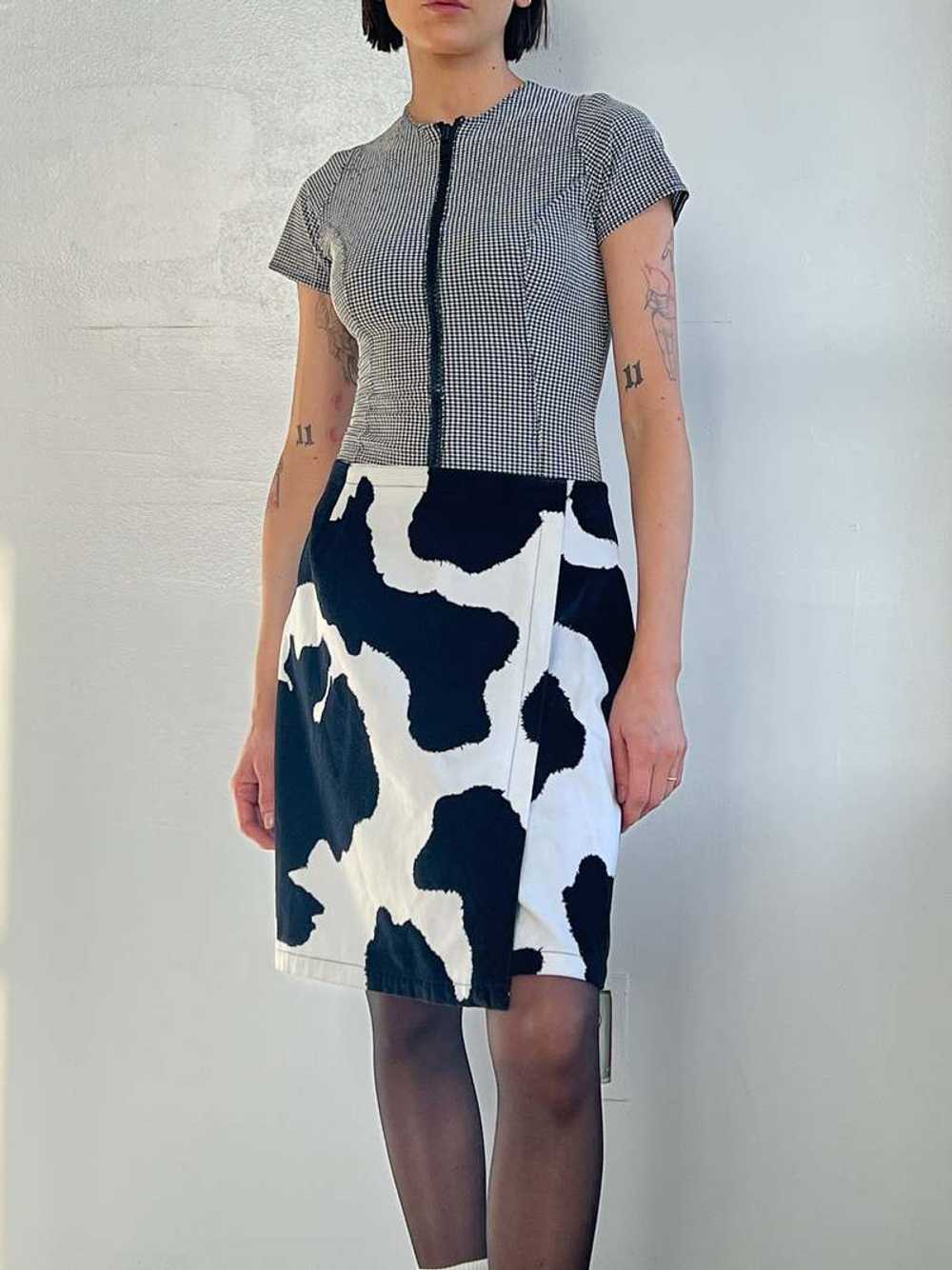 Vintage Velour Wrap Skirt - Cow Print - image 1