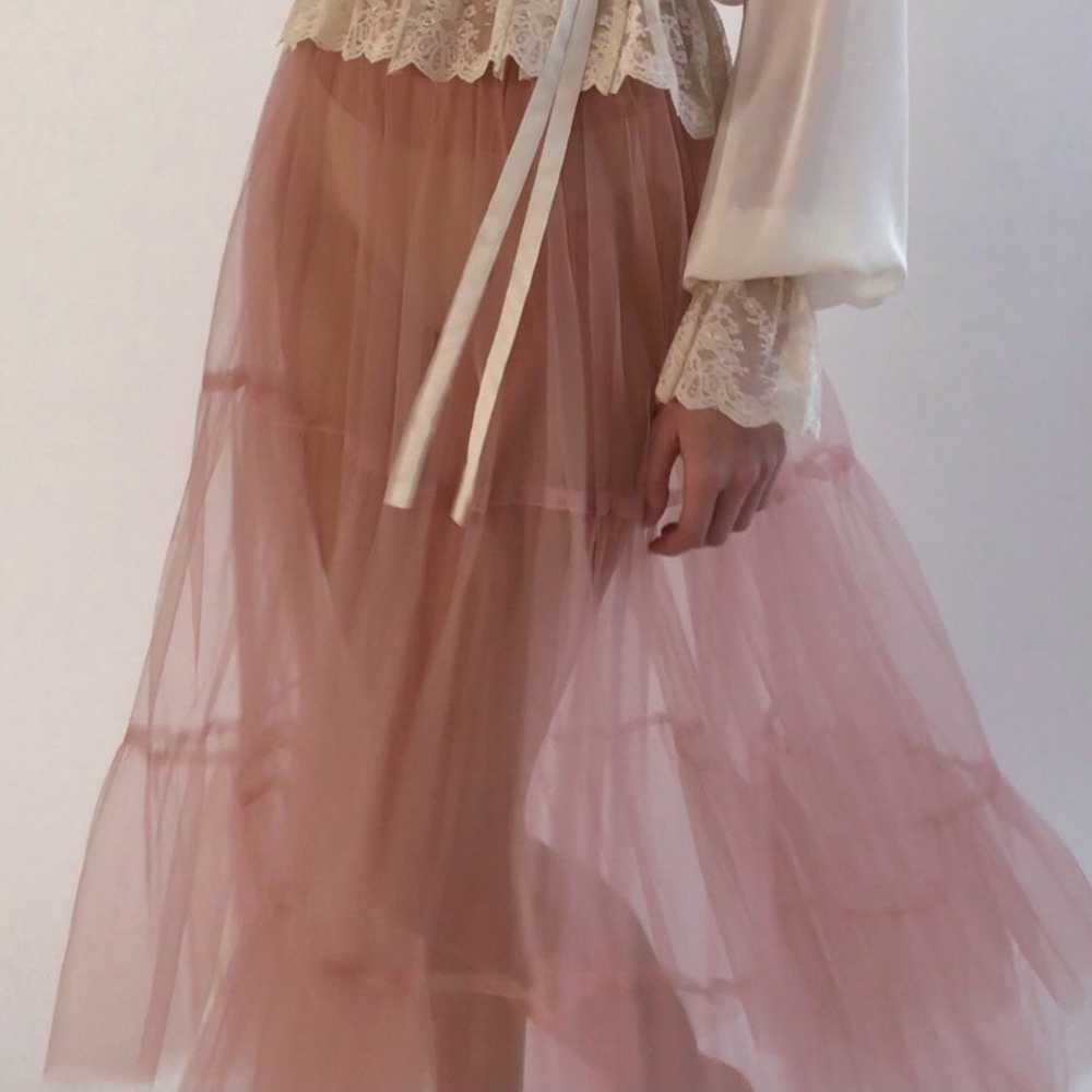 Vintage Dusty Rose Sheer Tulle Skirt - image 1
