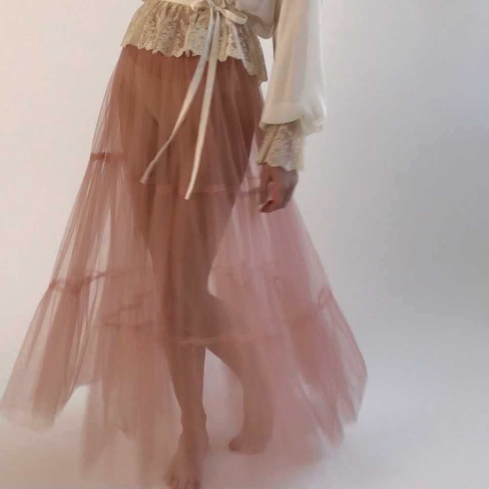 Vintage Dusty Rose Sheer Tulle Skirt - image 3
