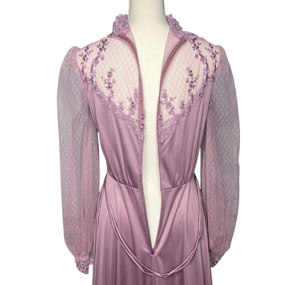 Vintage 70s Victorian Style Lilac Purple Maxi Gow… - image 10