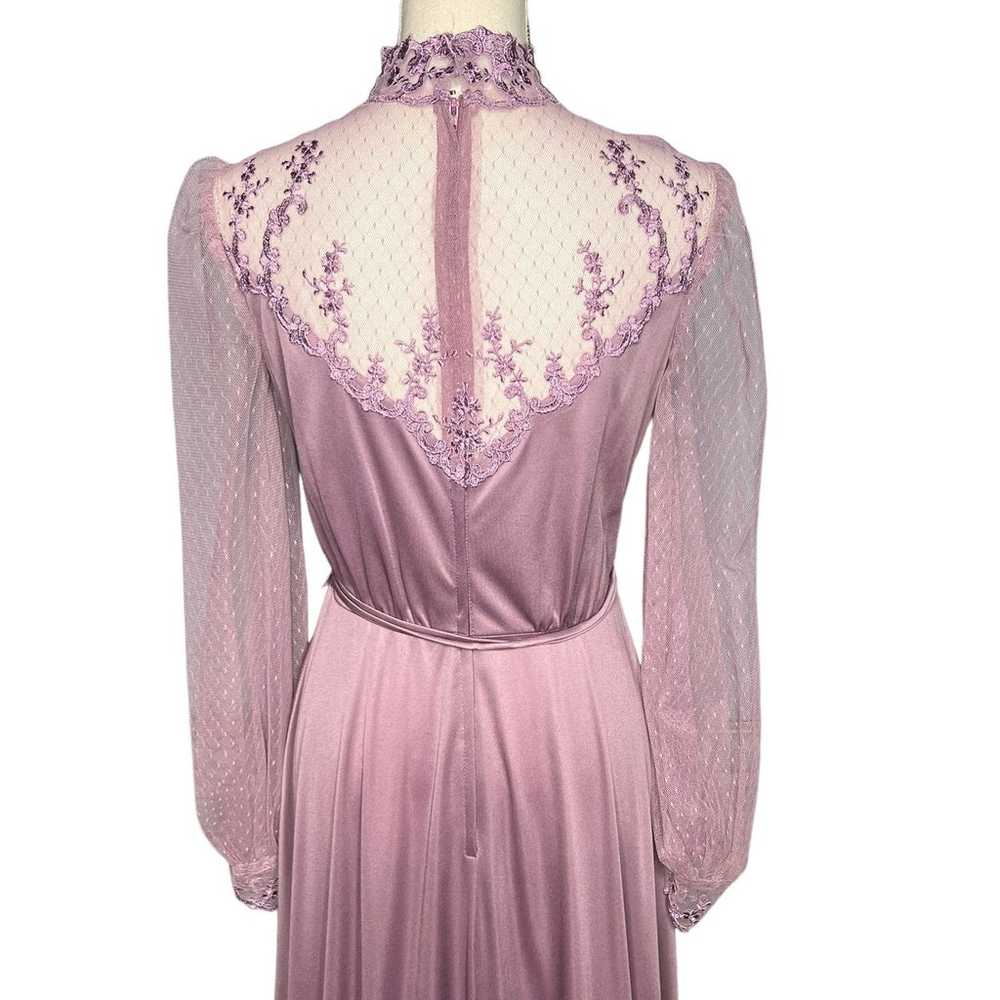 Vintage 70s Victorian Style Lilac Purple Maxi Gow… - image 12