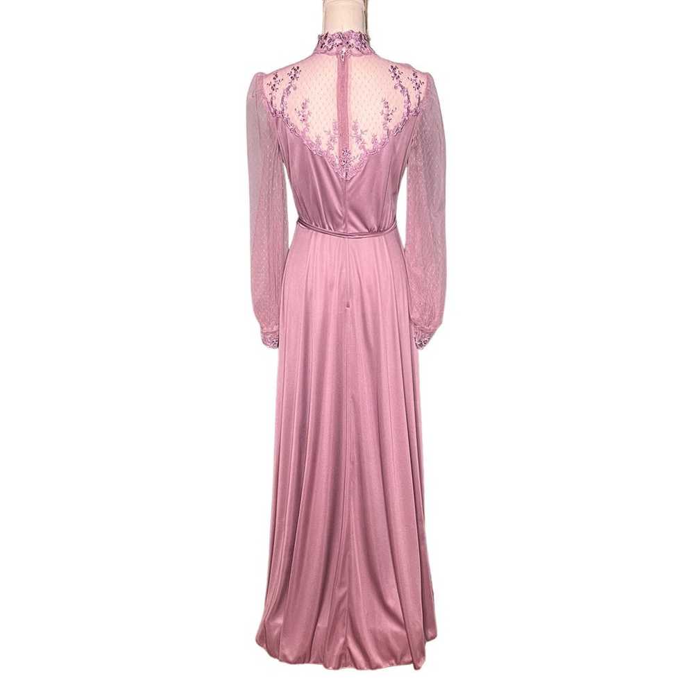 Vintage 70s Victorian Style Lilac Purple Maxi Gow… - image 2