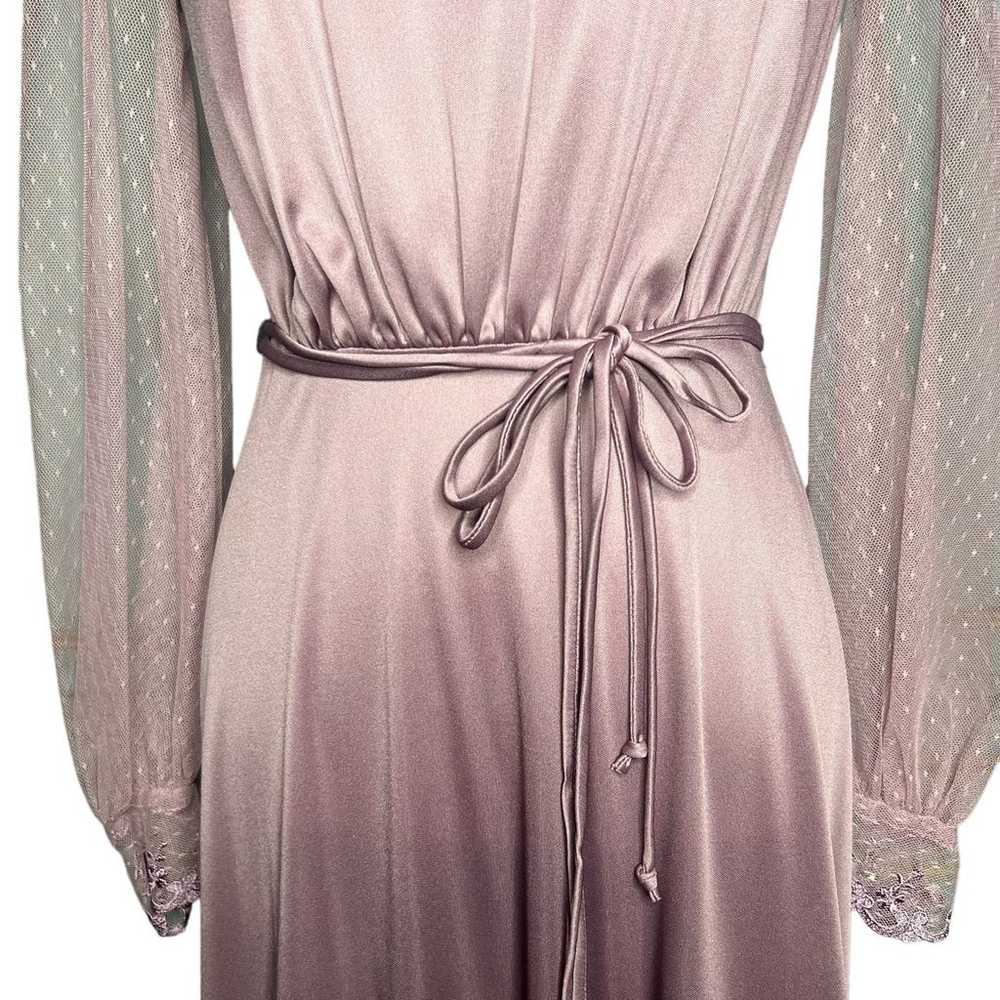 Vintage 70s Victorian Style Lilac Purple Maxi Gow… - image 6