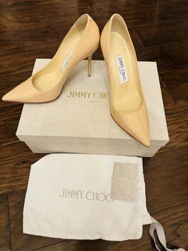 靴 JIMMY CHOO ALINA Powder Pink 37 1/2 Ballet Pink Patent Leather Pointy Toe pumpss with Jimmy Choo