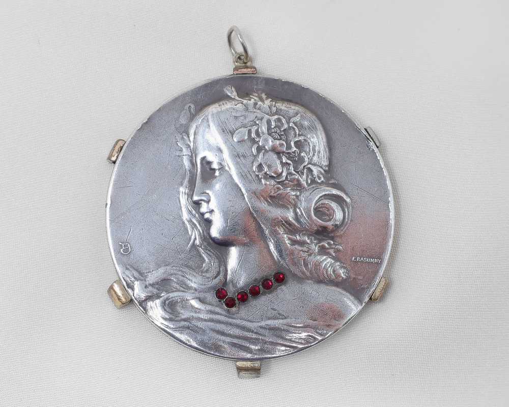 Art Nouveau Medallion Portrait Pendant - image 1