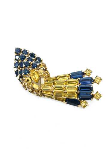Blue And Yellow Stone Tear Drop Brooch