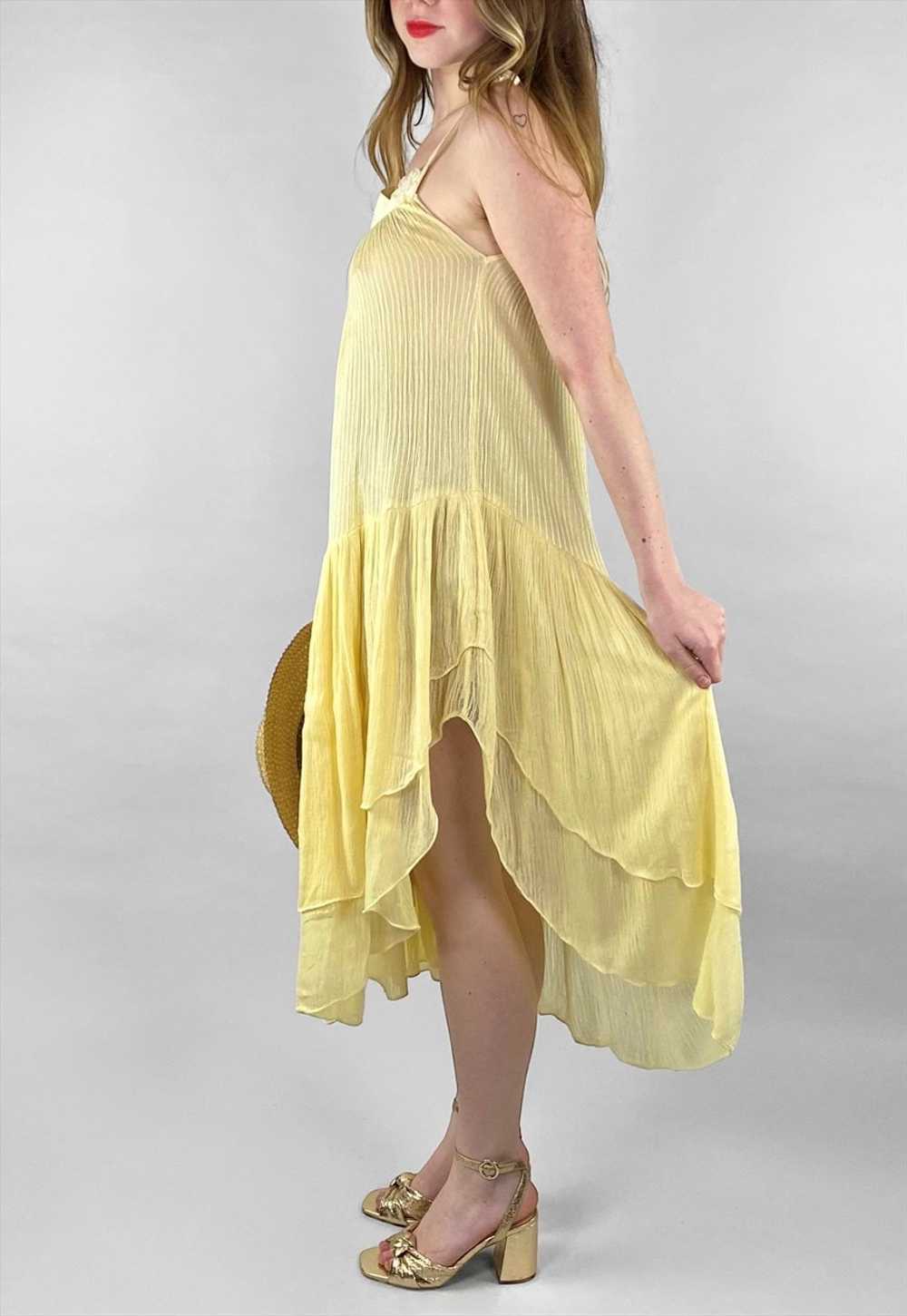 70's Yellow Vintage Cheesecloth Cotton Slip Sun M… - image 2