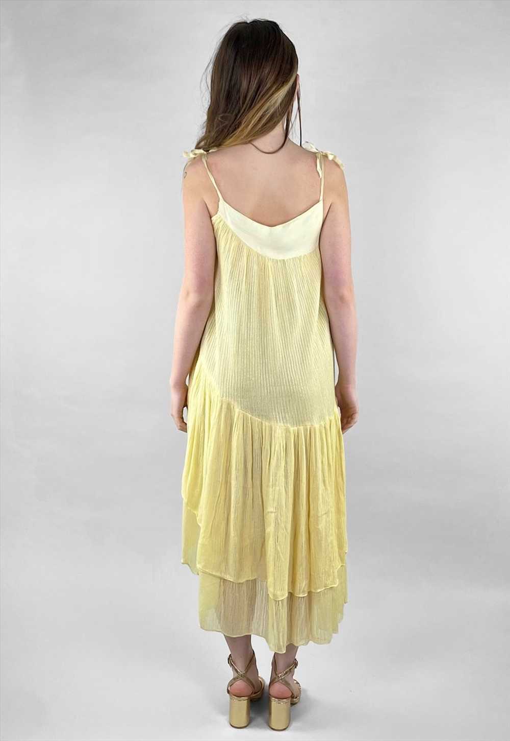 70's Yellow Vintage Cheesecloth Cotton Slip Sun M… - image 4