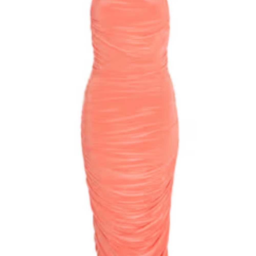 Venus coral ruched maxi dress - image 1
