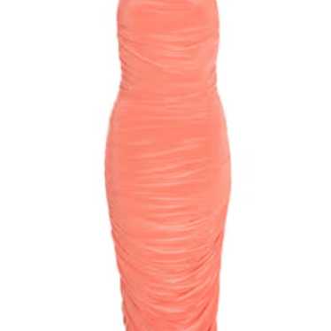 Venus coral ruched maxi dress