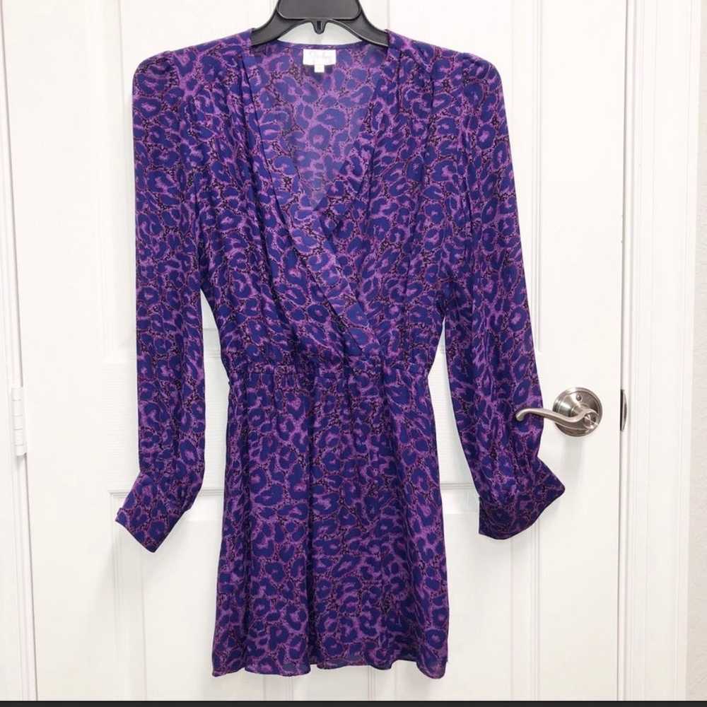 PARKER Purple Leopard Print Faux Wrap Dress Sz XS - image 2