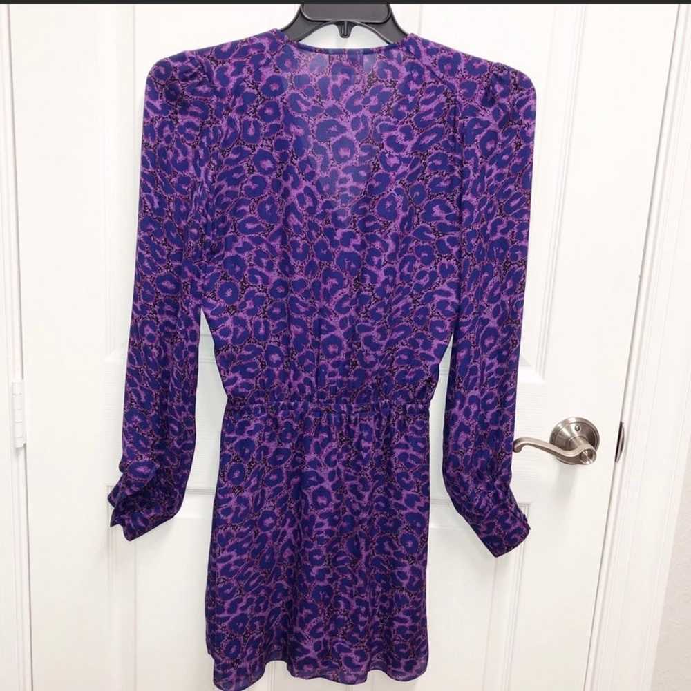 PARKER Purple Leopard Print Faux Wrap Dress Sz XS - image 3