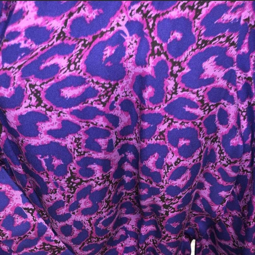 PARKER Purple Leopard Print Faux Wrap Dress Sz XS - image 6