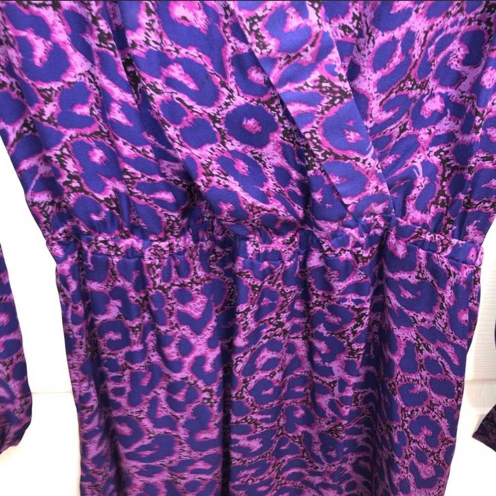 PARKER Purple Leopard Print Faux Wrap Dress Sz XS - image 7