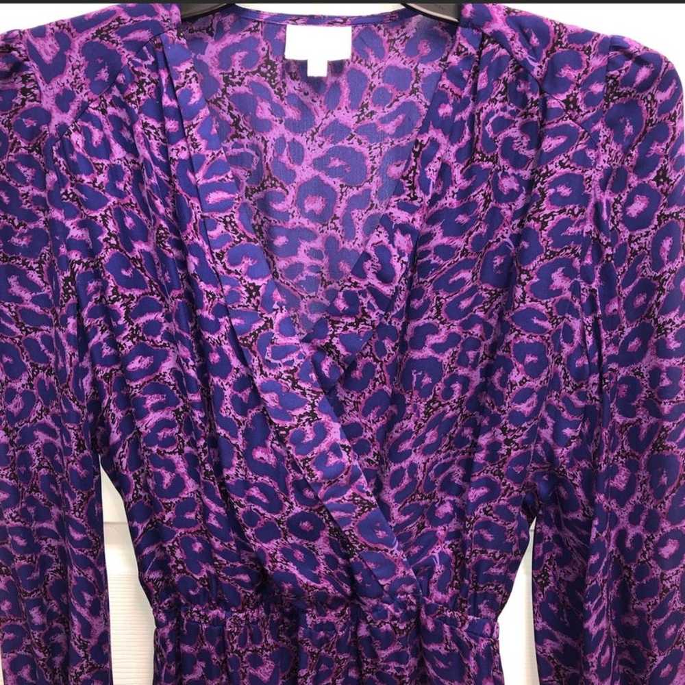 PARKER Purple Leopard Print Faux Wrap Dress Sz XS - image 8