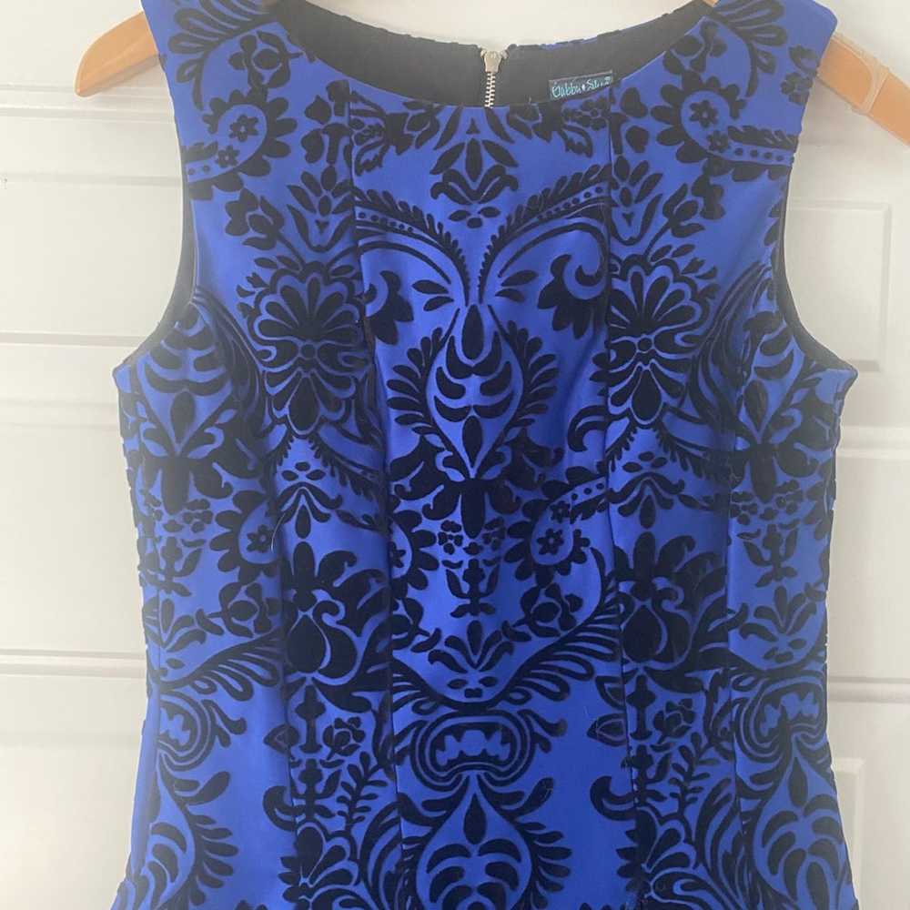 Gabby Skye Cocktail Dress Black & Blue Velvet Siz… - image 2