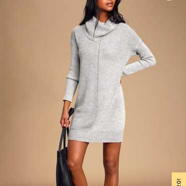 Lulu’s Gray Cowl Turtleneck Sweater Dress, Size Sm