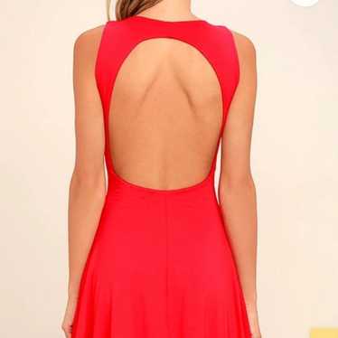 Lulus In the Cards Red Backless Skater Dress Size 