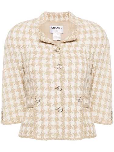 CHANEL Pre-Owned 2008 houndstooth silk jacket - N… - image 1