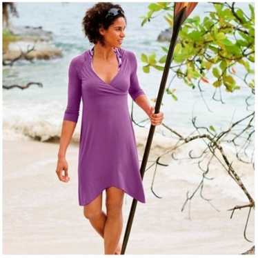 Athleta Hawi Purple Hooded Asymmetrical Dress - image 1