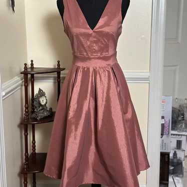 Rose Pink Pleated Cocktail Dress - image 1
