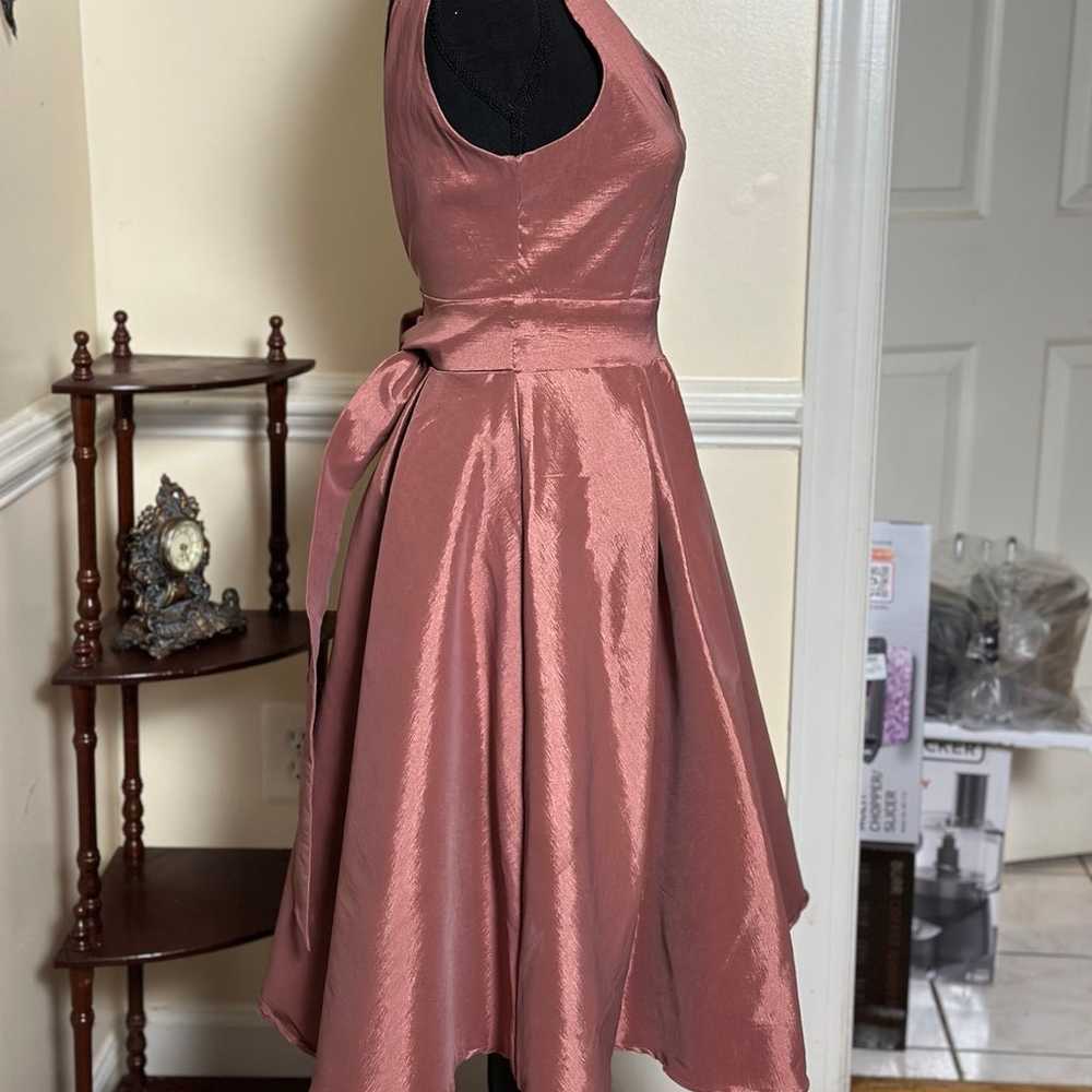 Rose Pink Pleated Cocktail Dress - image 2