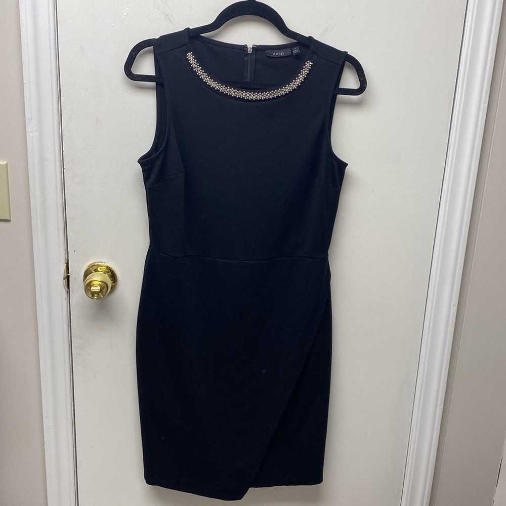 Black Sheath Dress with Embelished Neckline - image 1
