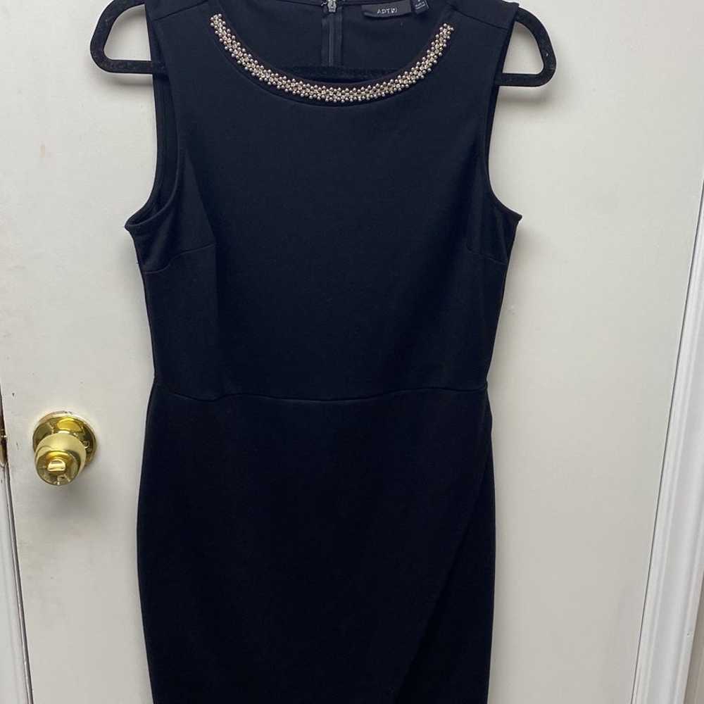 Black Sheath Dress with Embelished Neckline - image 2