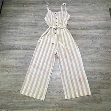 Toxik 3 Linen Cotton Coastal Striped Tan White Be… - image 1