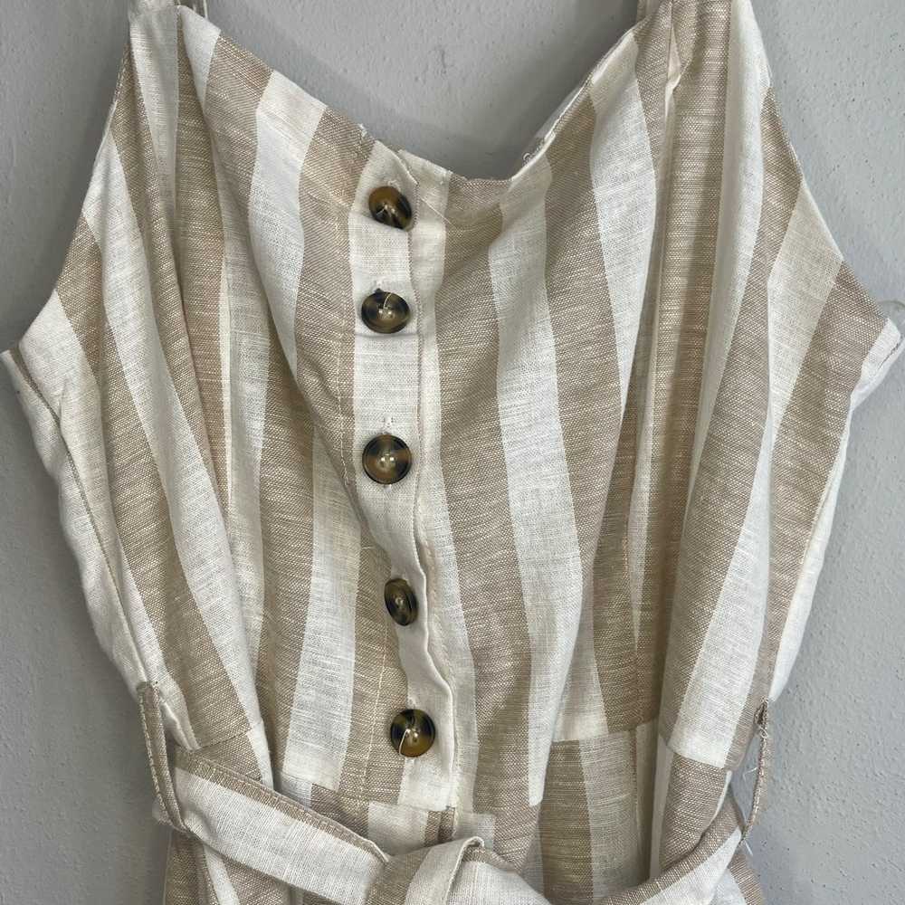 Toxik 3 Linen Cotton Coastal Striped Tan White Be… - image 5