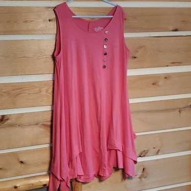 Neon Buddha Embellished Ruffled Pink Sleeveless L… - image 1