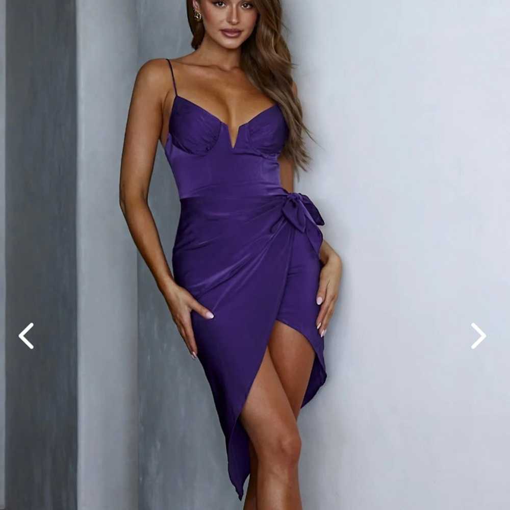 Deep v Purple Selfie Leslie Dress - Size Large - … - image 4
