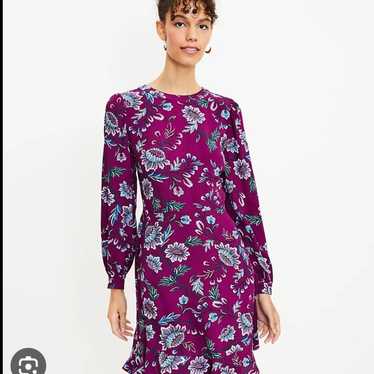 Dark purple floral ruffle dress