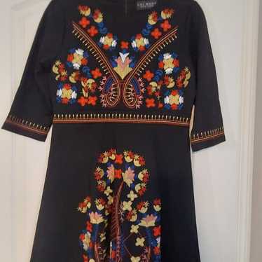 Lai Meng Elegant Floral Embroidery 3/4 Sleeve Dres