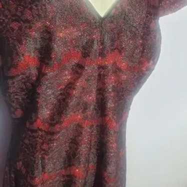 Kensie red metallic fit and flare dress size 14 - image 1